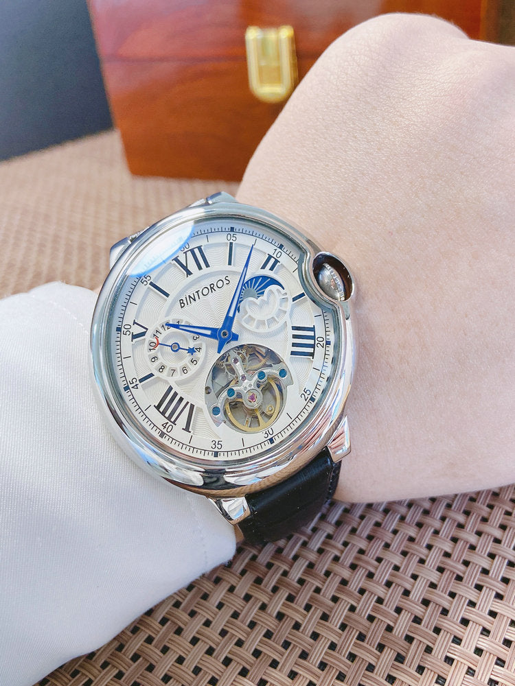 Tourbillon Lumineux: Montre Mécanique Grand Cadran pour Homme