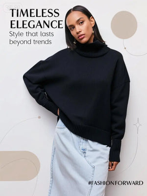 Winter Turtleneck Sweater Ins Solid Color Long Sleeve Pullover Top Women's Clothing